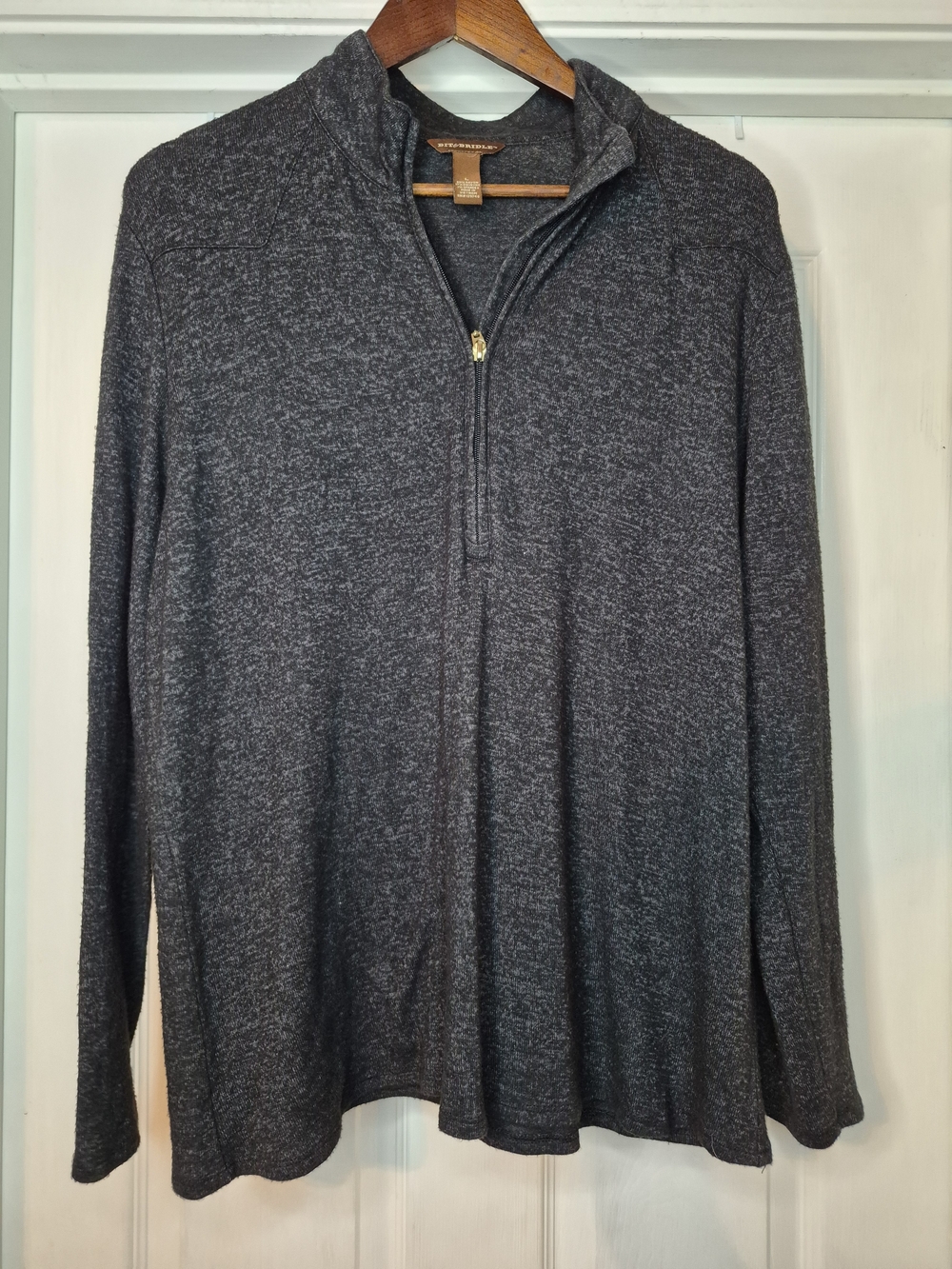 Bit & Bridle Heather Black Charcoal Quarter-Zip Sweater Size Large